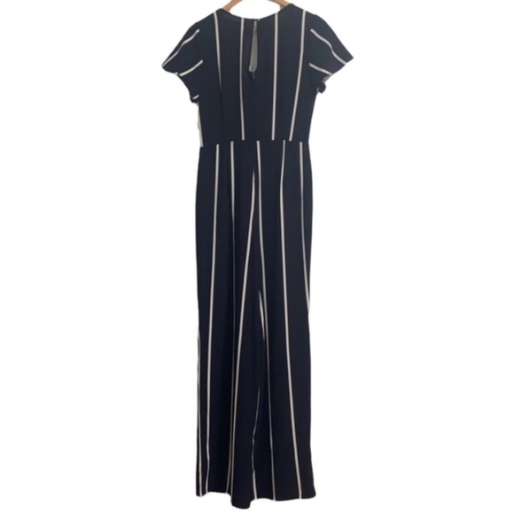 Crystal Bay Jumpsuit Short Sleeve Navy Blue & White Striped Size 7 - Picture 2 of 13